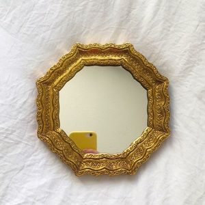 🪞✨Oriental Mirror Faux Gold Small Wall Decor Etched Beautiful Victorian Style✨
